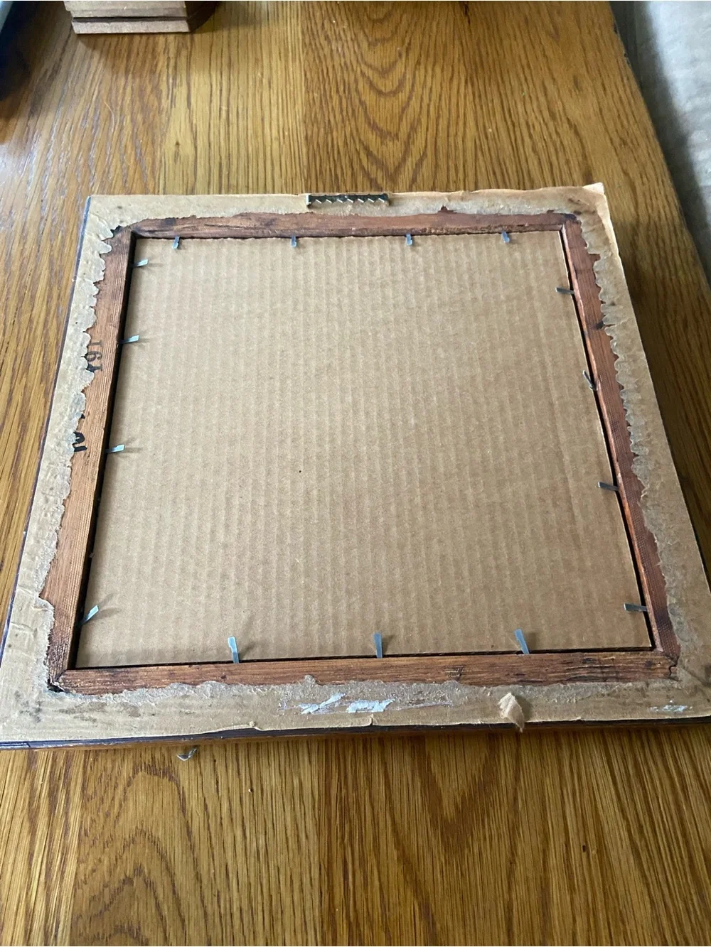 Vintage Square Brown Wood with Decorative Cast Metal Wall Frame